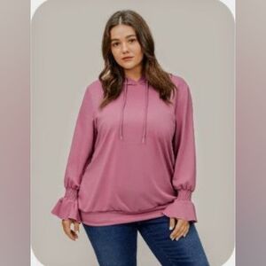 BloomChic Dusty Pink Hoodie with Ruffle Sleeves